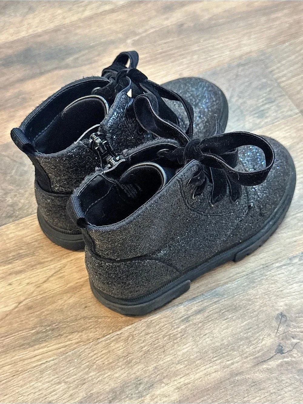 Cat & Jack Toddler Girls Khloe Ankle Boots Black Glitter